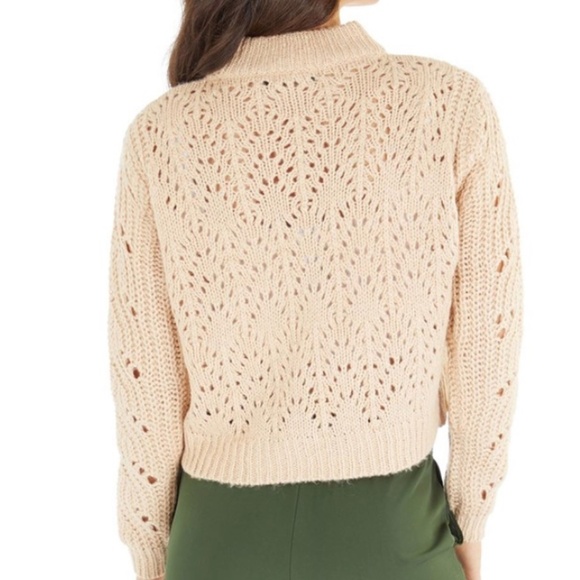 Brave Soul London Crew Neck Acrylic Open Knit Sweater Beige Size Medium - Picture 2 of 9